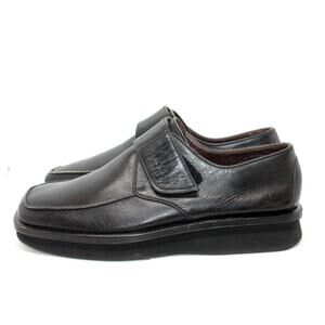 Barney's New York Bastianelli Black Square Toe Leather Loafers sz 9 US